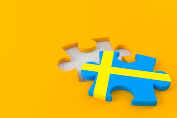 Obraz premium Jigsaw puzzle with swedish flag