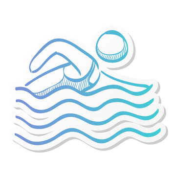 Sticker style icon - Man swimming