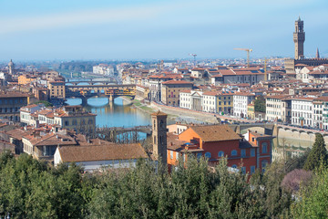 magnificent view of old Florence from the height of the Piazzale Michelangelo, Tuscany, Italy