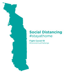 Togo map with Social Distancing stayathome tag