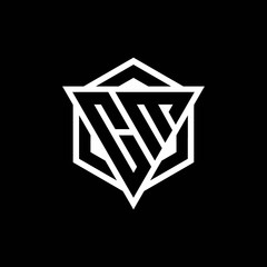CM logo monogram with triangle and hexagon shape combination - obrazy, fototapety, plakaty