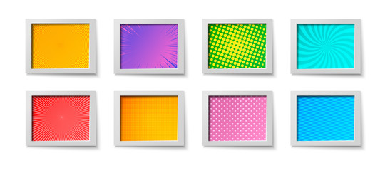 Comic rectangular colorful frames composition