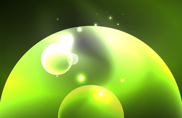 Neon shiny transparent glowing circles with light effects. Techno futuristic vector abstract background For Wallpaper, Banner, Background, Card, Book Illustration, landing page