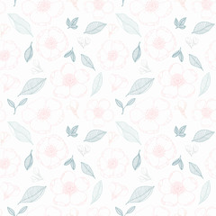 Apple tree flowers leaves vector pattern