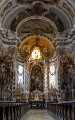 Fototapeta premium Altar of a Baroque, rich decorated Church in Bavaria, Germany/Europe