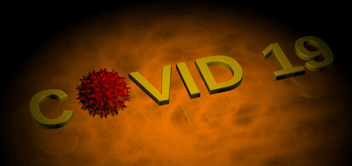 covid 3d text in digital colour background stock image