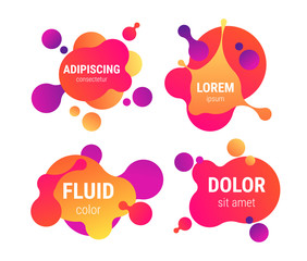 Fluid neon colored liquid shaped text frames collection background. Vector eps10