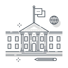 Government building related color line vector icon, illustration