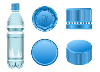Plastic cork vector realistic set icon. Vector illustration bottle of cap on white background. Isolated realistic set icon plastic cork .