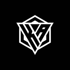 KA logo monogram with triangle and hexagon shape combination - obrazy, fototapety, plakaty