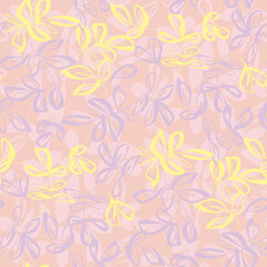 Abstract leaves sketch seamless pattern