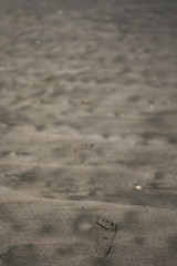 Footprints of a child at the Beach in New Zealand