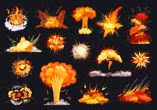 Explosion vector cartoon set icon. Vector illustration exploded on white background. Isolated cartoon set icon explosion .