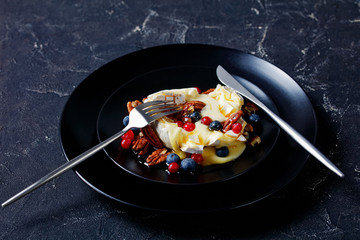 Christmas appetizer maple pecan baked brie cheese