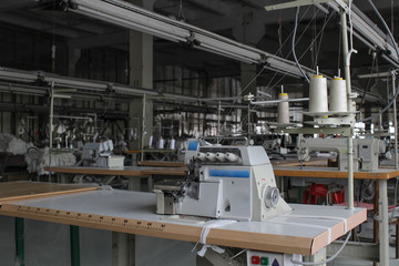 sewing machine in a large sewing shop