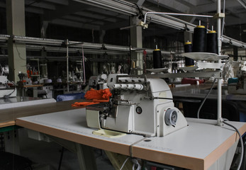 sewing machine in a large sewing shop