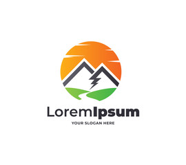 mountain energy logo design vector