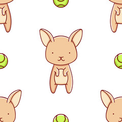 Simple seamless pattern, cute kawaii hand drawn dog doodles