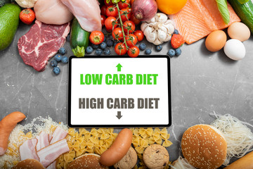 Unhealthy high carb diet foods versus healthy low carb diet foods