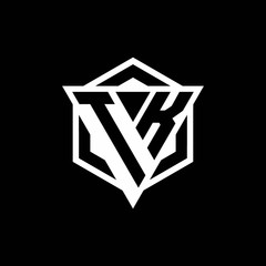 TK logo monogram with triangle and hexagon shape combination