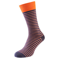 voluminous striped sock with an orange elastic band, on a white background