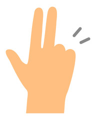 親指、人差し指、中指を立てた手のポーズ