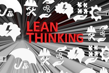LEAN THINKING concept blurred background 3d render illustration