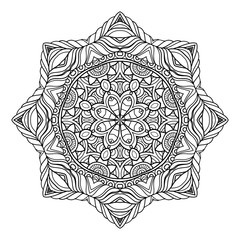 Vector Monochrome Mandala. Ethnic Decorative Element. Round Abstract Object Isolated On White Background