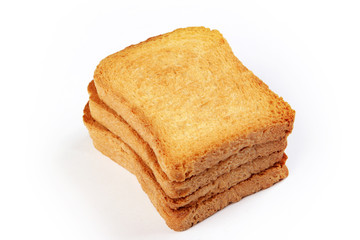 toasted bread slice on white background..