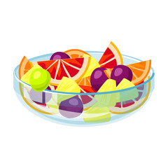 Fruit salad vector icon.Cartoon vector icon isolated on white background fruit salad.