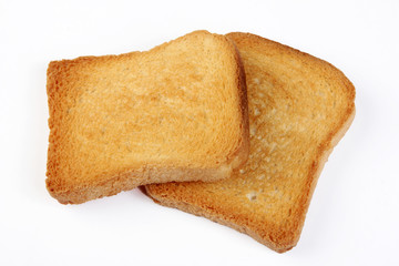 toasted bread slice on white background..