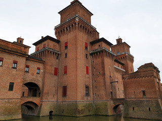 Ancient, famous castle Estense in Ferrara, Italy. Tourist attraction of the city of Ferrara.