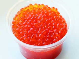 Red caviar of fish. Expensive and gourmet food.