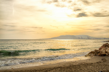 Fototapeta na wymiar Sunset at Malaga beach
