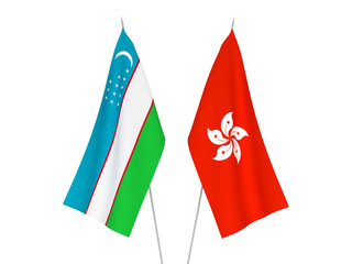 Hong Kong and Uzbekistan flags