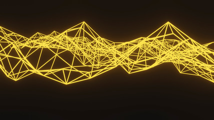 Abstract Futuristic Sci Alien Spaceship frame line 3D render illustration background.