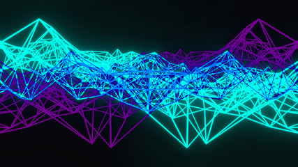 Abstract Futuristic Sci Alien Spaceship frame line 3D render illustration background.