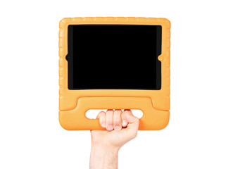 Tablet in a bright cover, designed for children