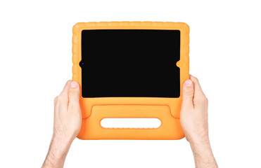 Tablet in a bright cover, designed for children