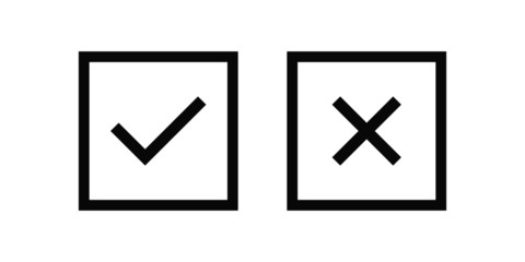 set of check mark and cross vector icon
