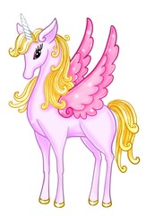 fabulous bright illustration with a pink unicorn