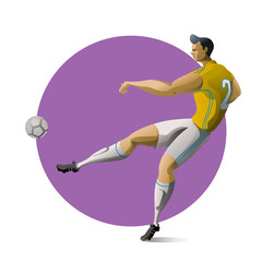 Fototapeta na wymiar Football player kicking the ball