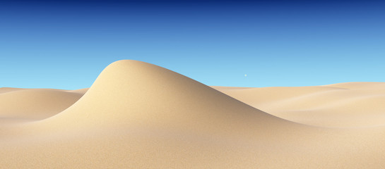 Smooth sand hill under blue sky