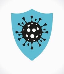 Shield Virus, Modern medical WEB BANER. Coronavirus background. Virus Cell Icon. Stop corona virus concepts.