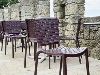 Cafe on the street in the city center in San Marino.