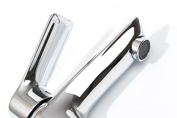 Stainless steel faucet isolated on white background - Image