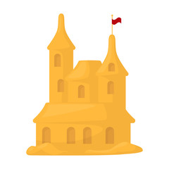 Sand castle vector icon.Cartoon vector icon isolated on white background sand castle.