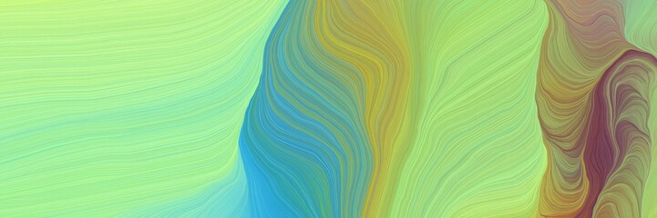 dynamic colorful waves header design with light green, light sea green and pastel brown colors