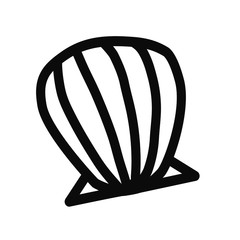 Scallop. Pearl. Shell. Summer icons. Black-white set minimalistic set. Simple vector illustration on a white background.