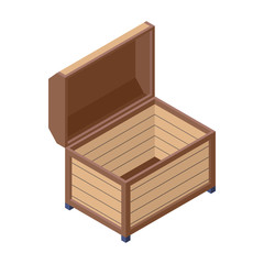 Open chest vector icon. Isometric vector icon isolated on white background open chest.